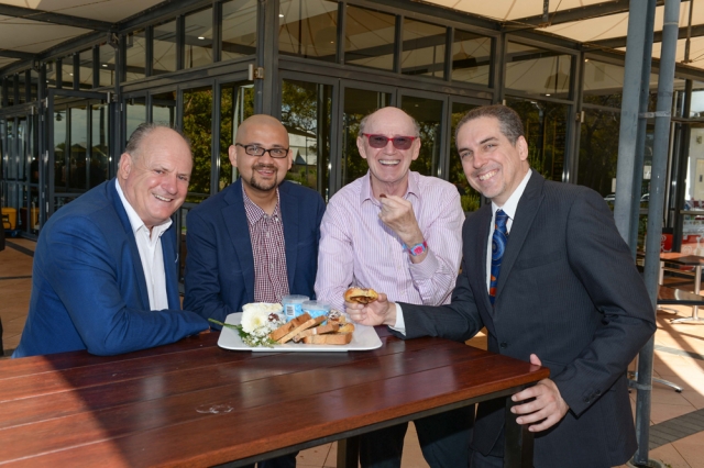 Paul Fitzpatrick, Chris Vas, Prof Hughes, Kim Antonio with platter